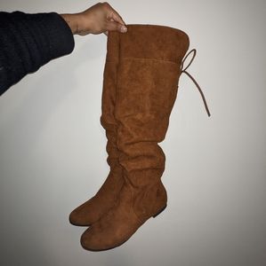 2for30!!! Brown suede ruched knee high boots